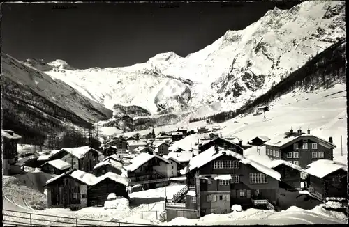 Ak Saas Fee Kanton Wallis, Panorama bei Schnee