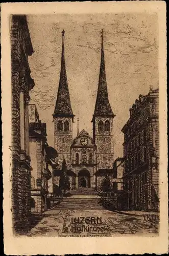 Künstler Ak Luzern Stadt Schweiz, Hofkirche