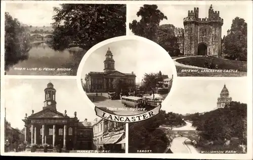 Ak Lancaster North West England, Market Square, Williamson Park, Castle, Penny Bridge