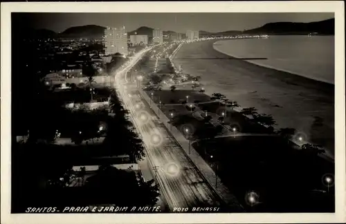 Ak Santos Brasilien, Praia e Jardim a Noite