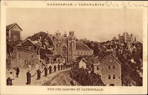 Ak Tananarive Madagaskar, Rue des Canons et Cathédrale