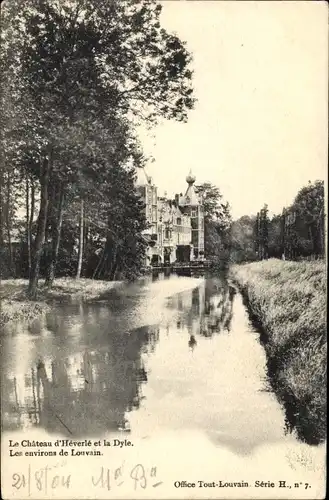 Ak Louvain Leuven Flämisch Brabant, Le Chateau d'Heverle et la Dyle, Fluss, Schloss