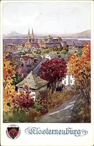 Künstler Ak Klosterneuburg Niederösterreich, Totalansicht der Stadt