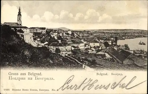 Ak Beograd Belgrad Serbien, Stadtansicht mit Donau