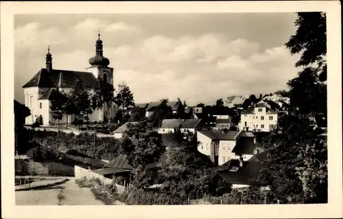 Ak Mnichovo Hradiště Münchengrätz Mittelböhmen, Ortsansicht, Kirche