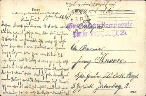 Ak Poznań Posen, Ansiedeungskommission und Paulikirche
