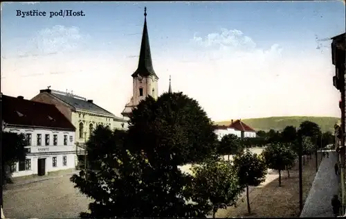 Ak Bystřice pod Hostýnem Bistritz am Hostein Region Zlin, Platz, Kirche