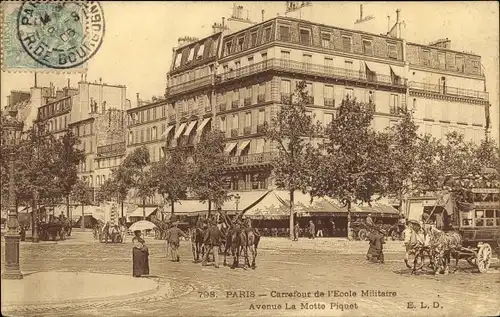 Ak Paris XV Vaugirard, Carrefour de l'Ecole Militaire, Avenue La Motte Piquet