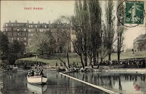 Ak Paris XIX Buttes Chaumont, Bootspartie