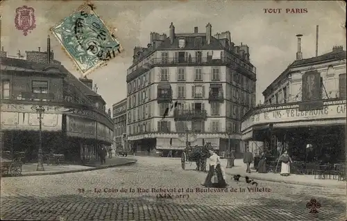 Ak Paris XIX Buttes Chaumont, Straßenpartie