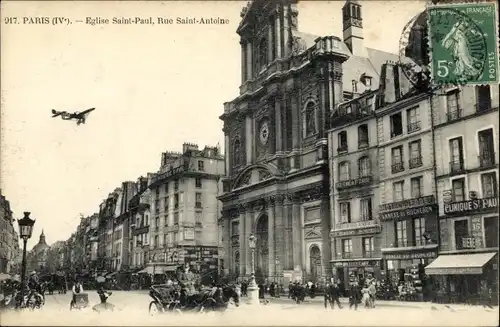 Ak Paris IV, Église Saint Paul, Rue Saint Antoine