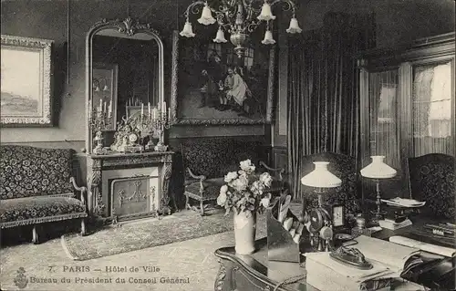 Ak Paris IV, Hôtel de Ville, Bureau du Président du Conseil Général