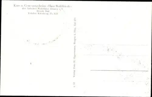 Ak Kronberg Taunus, Genesungsheim Haus Waldfriede, Frontansicht, Treppe