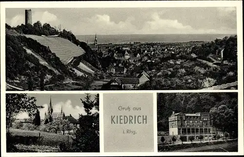 Ak Kiedrich Rheingau, Blick auf Kirche, Stadt, Kindererholungsheim Quellenhof, Panorama