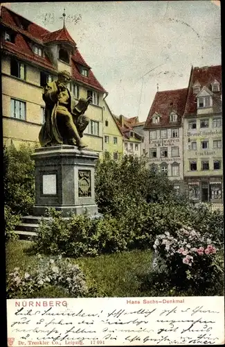 Ak Nürnberg in Mittelfranken, Hans Sachs Denkmal