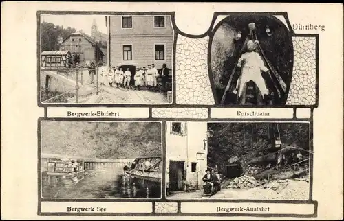 Ak Dürnberg Hallein in Salzburg, Bergwerk, Rutschbahn, Bergmänner