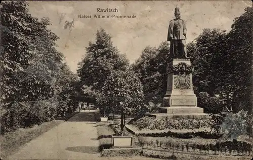 Ak Rawicz Rawitsch Posen, Kaiser Wilhelm Promenade, Denkmal