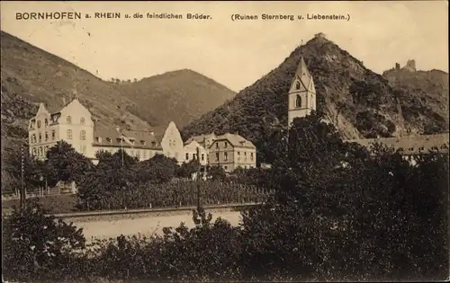 Ak Bornhofen am Rhein, Die feindlichen Brüder, Burg Sternberg, Sternberg, Liebenstein