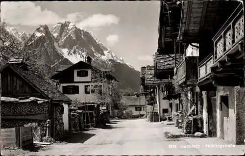 Ak Garmisch Partenkirchen in Oberbayern, Partie an der Frühlingsstraße