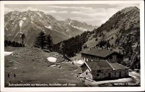 Ak Berchtesgaden in Oberbayern, Watzmann mit Schneiblsteinhütte, Hochkalter, Jenner