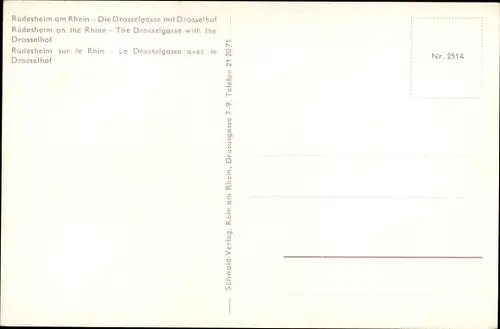 Ak Rüdesheim am Rhein, Drosselgasse mir Drosselhof