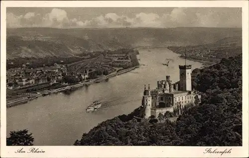 Ak St. Goar am Rhein, Stolzenfels , Fluss, Dampfer, Panorama