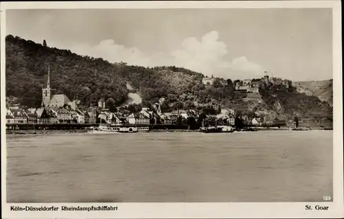Ak St. Goar am Rhein, Burg Rheinfels, Köln-Düsseldorfer Rheindampfschifffahrt, Panorama