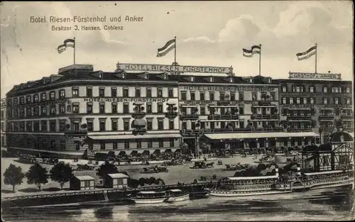 Ak Koblenz in Rheinland Pfalz, Hotel Riesen Fürstenhof, Gasthof zum Anker, Bes. J. Hansen