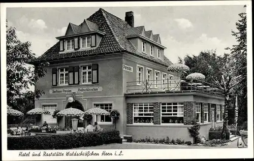 Ak Horn Bad Meinberg Nordrhein Westfalen, Hotel und Raststätte Waldschlösschen, Außenansicht