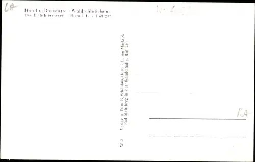 Ak Horn Bad Meinberg Nordrhein Westfalen, Hotel und Raststätte Waldschlösschen, Außenansicht