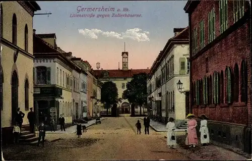Ak Germersheim am Rhein, Lilienstraße gegen Zollerkaserne
