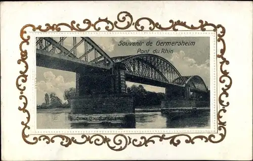 Passepartout Ak Germersheim am Rhein, Rheinbrücke