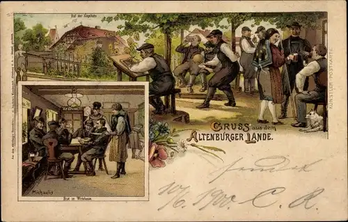 Litho Altenburg in Thüringen, Altenburger Trachten, Kegler, Michaelis