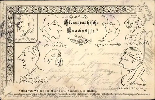 Ak Stenographische Knacknüsse, Rätsel, Köpfe