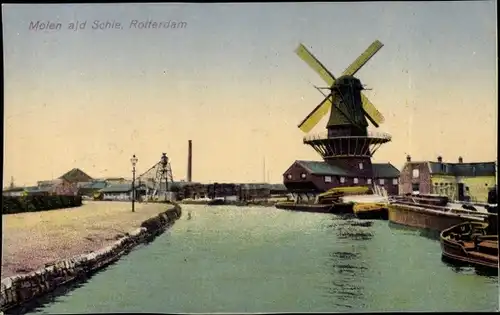 Ak Rotterdam Südholland Niederlande, Molen a/d Schie
