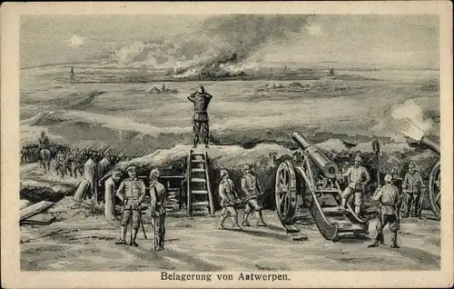 Ak Belagerung von Antwerpen, Deutsche Soldaten, Geschütz, I. WK