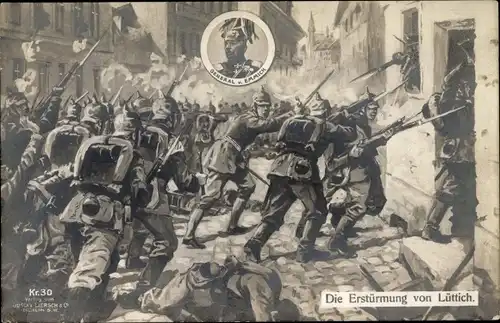 Ak Die Erstürmung von Lüttich, General von Emmich, Deutsche Soldaten, I. WK