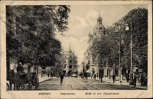 Ak Hansestadt Bremen, Partie am Heerdentor, Straßenbahn, Blick auf die Sögestraße