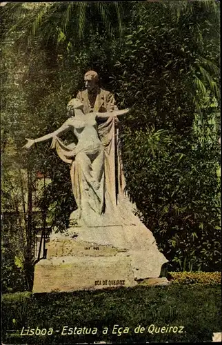 Ak Lisboa Lissabon Portugal, Estatua a Eca de Queiroz