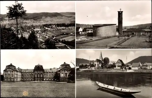 Ak Kleinheubach am Main Unterfranken, Gesamtansicht, Talblick, Kirche, Schloss Löwenstein