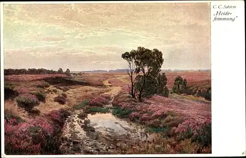 Künstler Ak Schirm, C. C., Heidestimmung