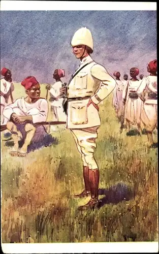 Künstler Ak Henri Moll, Alsacien, Afrique Centrale, Lieutenant Colonel, Colonies