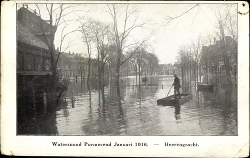 Ak Purmerend Nordholland Niederlande, Watersnood Januari 1916, Heerengracht