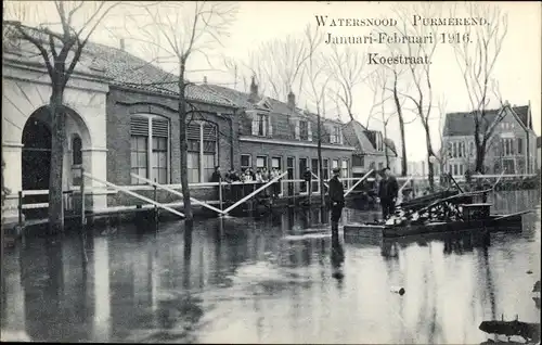 Ak Purmerend Nordholland, Watersnood 1916, Koestraat