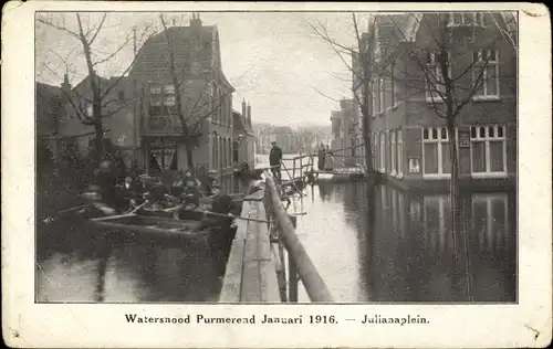 Ak Purmerend Nordholland, Watersnood 1916, Julianaplein