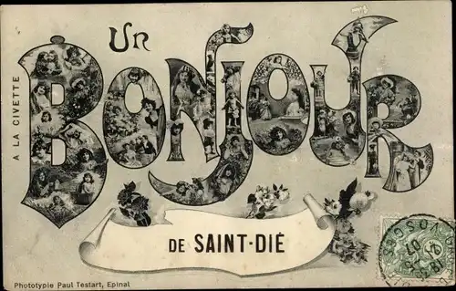Buchstaben Ak Saint Dié des Vosges, Un Bonjour de Saint Dié, Frauen im Schriftzug