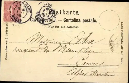 Mondschein Ak Glion Montreux Kanton Waadt, Chemin de Fer de Territet Glion, Ortsansicht