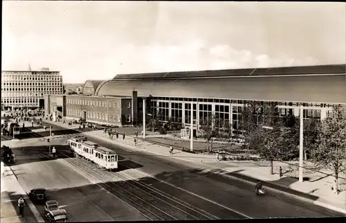 Ak Kiel Schleswig Holstein, Hauptbahnhof Front, Sophienblatt, Straßenbahn Linie 4