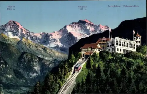 Ak Interlaken Kanton Bern Schweiz, Heimwehfluh, Mönch, Jungfrau