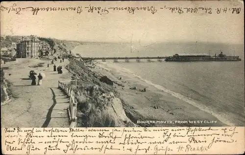 Ak Bournemouth Dorset England, View from Westcliff